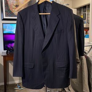🔥Vintage Bruno Piatelli Navy Blue Pinstripe Suit. Barney’s New York. XL.